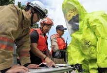 emergency crews during training exercise