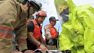 emergency crews during training exercise