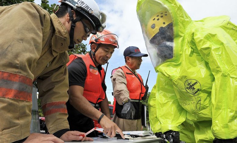 emergency crews during training exercise